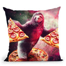 Funny Space Sloth With Pizza Throw Pillow By Skyler Hill