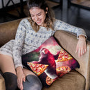 Funny Space Sloth With Pizza Throw Pillow By Skyler Hill