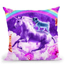 Rainbow Pug In Space Riding A Unicorn Throw Pillow By Skyler Hill