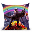 Space Pug Riding Dinosaur Unicorn - Taco & Burrito Throw Pillow By Skyler Hill