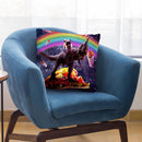 Space Pug Riding Dinosaur Unicorn - Taco & Burrito Throw Pillow By Skyler Hill
