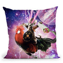 Lazer Warrior Space Cat Riding Chicken Eating Burrito Throw Pillow By Skyler Hill