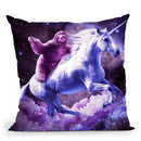 Space Sloth Riding On Unicorn Throw Pillow By Skyler Hill