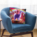 Laser Eyes Outer Space Cat Riding On Llama Unicorn Throw Pillow By Skyler Hill