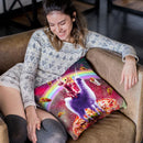 Laser Eyes Outer Space Cat Riding On Llama Unicorn Throw Pillow By Skyler Hill