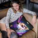 Outer Space Pizza Cat - Rainbow Laser, Taco, Burrito Throw Pillow By Skyler Hill