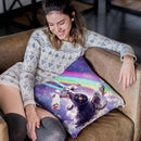 Lazer Warrior Space Cat Riding Turtle Eating Burrito Throw Pillow By Skyler Hill