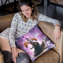 Lazer Warrior Space Cat Riding Turtle Eating Taco Throw Pillow By Skyler Hill