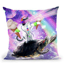 Lazer Rave Space Cat Riding Turtle Eating Ice Cream Throw Pillow By Skyler Hill