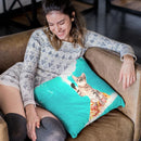 Kitty Cat Surfing Pizza Throw Pillow By Skyler Hill