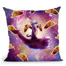Thug Space Cat On Dolphin Unicorn - Taco Throw Pillow By Skyler Hill