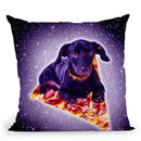 Outer Space Galaxy Dog Riding Pizza Throw Pillow By Skyler Hill