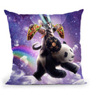 Lazer Warrior Space Cat Riding Panda With Taco Throw Pillow By Skyler Hill