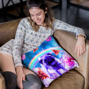 Rainbow Unicorn Pug In The Clouds In Space Throw Pillow By Skyler Hill