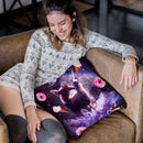 Outer Space Sloth Riding Llama Unicorn - Donut Throw Pillow By Skyler Hill