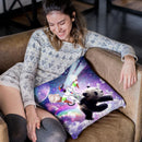 Lazer Rave Space Cat Riding Panda With Ice Cream Throw Pillow By Skyler Hill