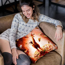 Outer Space Pug Riding Giraffe Unicorn - Pizza Throw Pillow By Skyler Hill