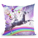 Lazer Rave Space Cat Riding Unicorn With Ice Cream Throw Pillow By Skyler Hill