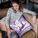 Lazer Rave Space Cat Riding Unicorn With Ice Cream Throw Pillow By Skyler Hill
