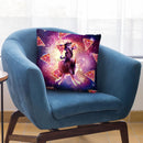 Cowboy Space Cat On Wolf Unicorn - Pizza Throw Pillow By Skyler Hill