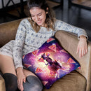 Cowboy Space Cat On Wolf Unicorn - Pizza Throw Pillow By Skyler Hill