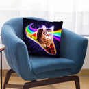 Rainbow Laser Eyes Galaxy Cat Riding Taco Throw Pillow By Skyler Hill