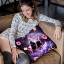 Outer Space Cat Riding Cow Unicorn - Donut Throw Pillow By Skyler Hill