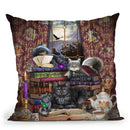 Storytime Cats And Books Throw Pillow By Tate Licensing