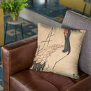 Crane And Surf Throw Pillow By Utagawa Hiroshige