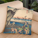 Okitsu, Okitsugawa Throw Pillow By Utagawa Hiroshige