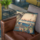 Okitsu, Okitsugawa Throw Pillow By Utagawa Hiroshige
