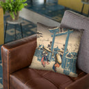 The Gionrine In Snow Throw Pillow By Utagawa Hiroshige
