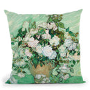 Still Life Vase With Pink Roses Throw Pillow By Van Gogh