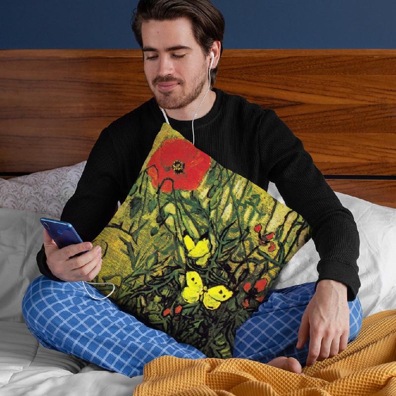 Butterflies And Poppies Throw Pillow By Van Gogh