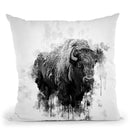 Bison I Throw Pillow By Cornel Vlad - by all about vibe