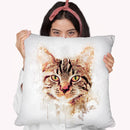 Cat Head Throw Pillow By Cornel Vlad - by all about vibe