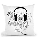 Headphones And Music Notes Throw Pillow By Cornel Vlad - by all about vibe