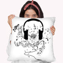 Headphones And Music Notes Throw Pillow By Cornel Vlad - by all about vibe