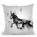 Horse Black Horse Running I Throw Pillow By Cornel Vlad - by all about vibe