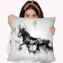 Horse Black Horse Running I Throw Pillow By Cornel Vlad - by all about vibe