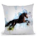 Horse Running Throw Pillow By Cornel Vlad - by all about vibe