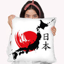 Japan Country Red Sun Kanji Throw Pillow By Cornel Vlad - by all about vibe