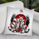 Japanese Nine Tailed Fox Kitsune Displate Throw Pillow By Cornel Vlad - by all about vibe