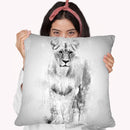 Lion Female I Throw Pillow By Cornel Vlad - by all about vibe