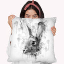 Rabbit Head I Throw Pillow By Cornel Vlad - by all about vibe