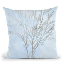 Silver Foil Algae I On Blue Throw Pillow By World Art Group