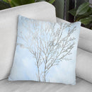 Silver Foil Algae I On Blue Throw Pillow By World Art Group