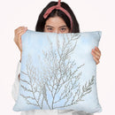 Silver Foil Algae Ii On Blue Throw Pillow By World Art Group