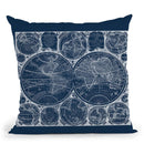 World Globes Blueprint Throw Pillow By World Art Group