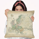Map Of Europe Throw Pillow By World Art Group
